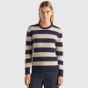 Striped sweater in pure Shetland wool