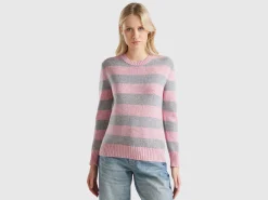 Striped sweater in pure Shetland wool