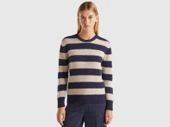 Striped sweater in pure Shetland wool