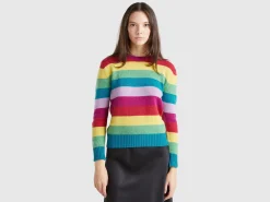 Striped sweater in pure Shetland wool