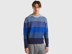 Striped sweater in pure Shetland wool