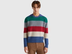 Striped sweater in pure Shetland wool