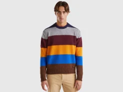 Striped sweater in pure Shetland wool