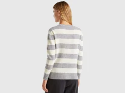 Striped sweater in pure Shetland wool