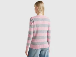 Striped sweater in pure Shetland wool