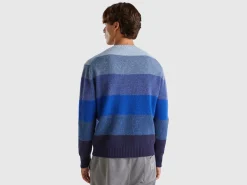 Striped sweater in pure Shetland wool