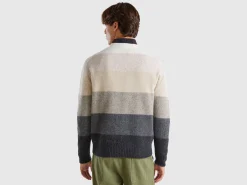 Striped sweater in pure Shetland wool