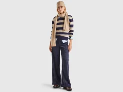 Striped sweater in pure Shetland wool