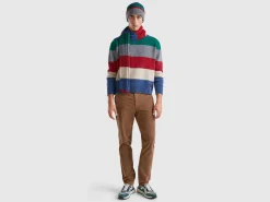 Striped sweater in pure Shetland wool
