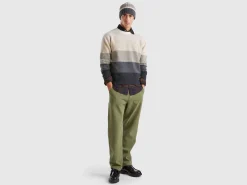 Striped sweater in pure Shetland wool