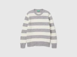 Striped sweater in pure Shetland wool
