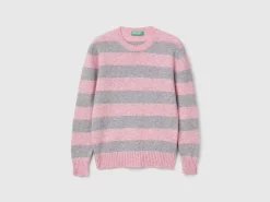 Striped sweater in pure Shetland wool