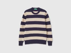 Striped sweater in pure Shetland wool