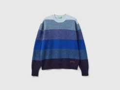 Striped sweater in pure Shetland wool