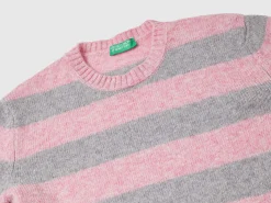 Striped sweater in pure Shetland wool