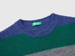 Striped sweater in pure Shetland wool