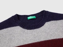 Striped sweater in pure Shetland wool