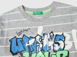 Striped t-shirt with slogan