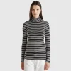 Striped turtleneck t-shirt