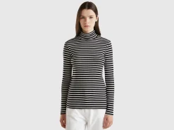 Striped turtleneck t-shirt