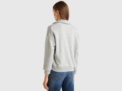 Sweat fabric polo with V-neck