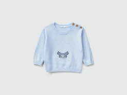 Sweater in wool blend with embroidery