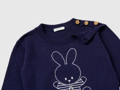 Sweater in wool blend with embroidery