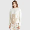 Sweater with biscuit print in faux fur