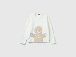Sweater with biscuit print in faux fur