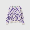 Sweater with jacquard heart motif