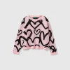 Sweater with jacquard heart motif