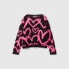 Sweater with jacquard heart motif