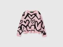 Sweater with jacquard heart motif