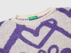 Sweater with jacquard heart motif