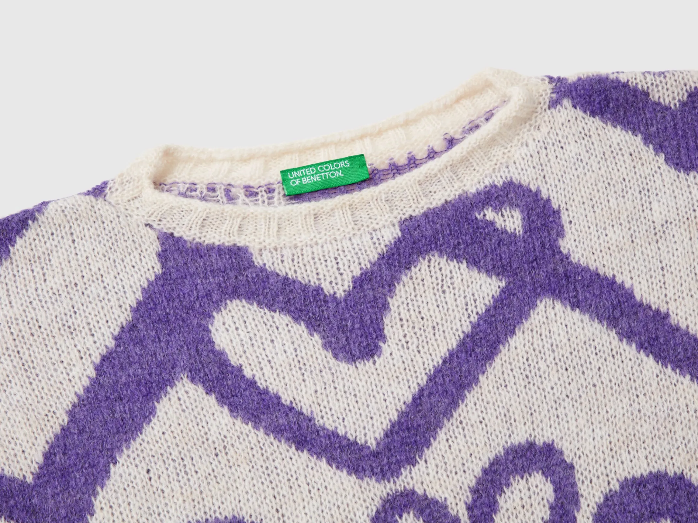 Sweater with jacquard heart motif
