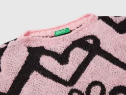 Sweater with jacquard heart motif