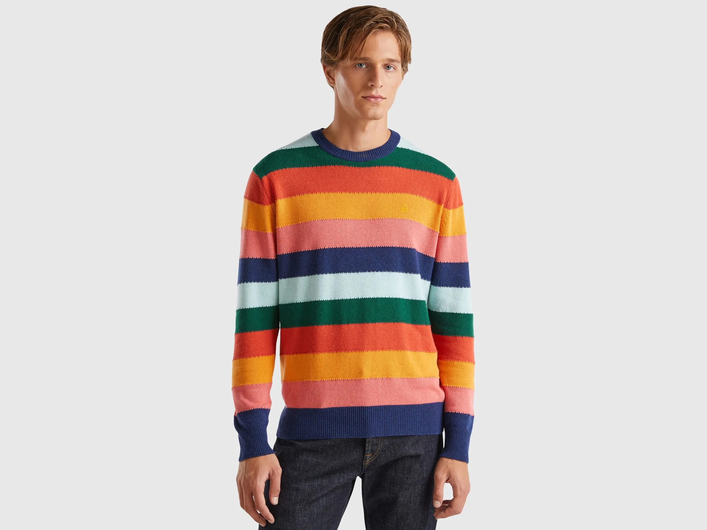 Sweater with multicolor stripes