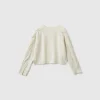 Sweater with recycled fabric and sequins