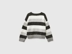 Sweater with recycled fabric and sequins