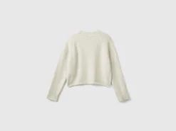 Sweater with recycled fabric and sequins