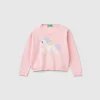 Sweater with unicorn inlay