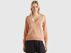 Sweater with V-neck and lurex