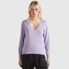 Sweater with V-neck and lurex