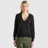 Sweater with V-neck and lurex