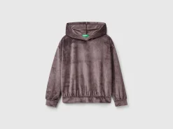 Sweatshirt in chenille with hood