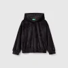 Sweatshirt in chenille with hood