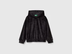 Sweatshirt in chenille with hood
