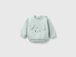 Sweatshirt with embroidery and patches in organic cotton