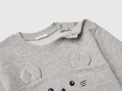 Sweatshirt with embroidery and patches in organic cotton