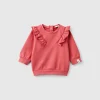 Sweatshirt with rouches in stretch organic cotton